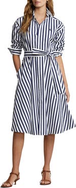 Polo Ralph Lauren Stripe Long Sleeve Cotton Shirtdress