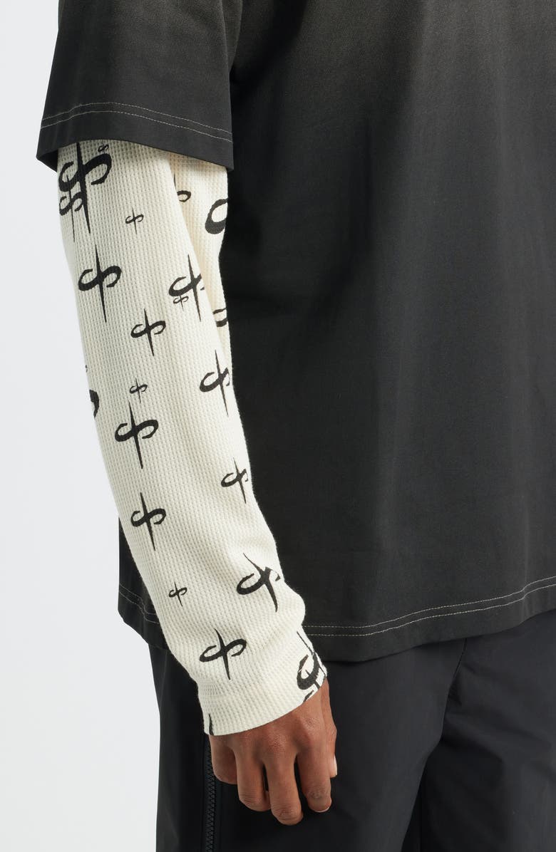 SANTO STUDIO Ispica Long Sleeve Cotton Layered Look T-Shirt, Alternate, color, Charcoal