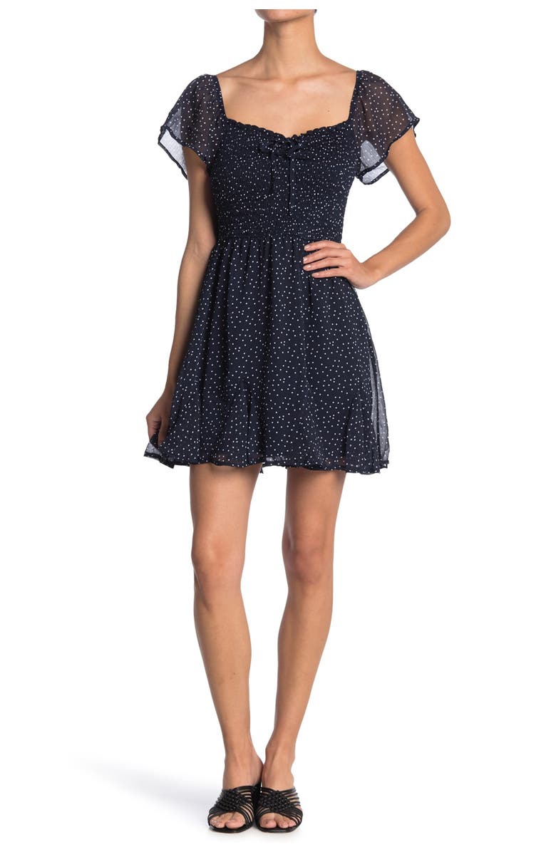 Row A Flutter Sleeve Ruched Bodice Dress, Main, color,