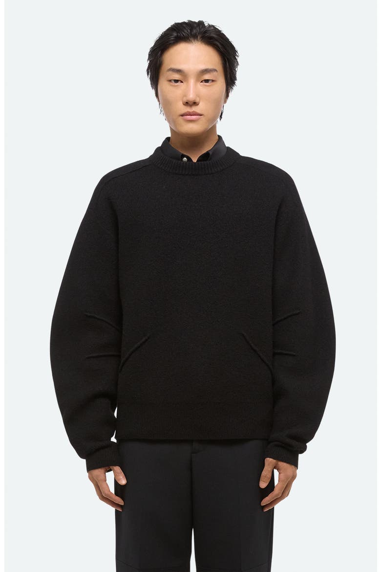 Boiled Merino Wool Crewneck Sweater, Alternate, color, BLACK - 001