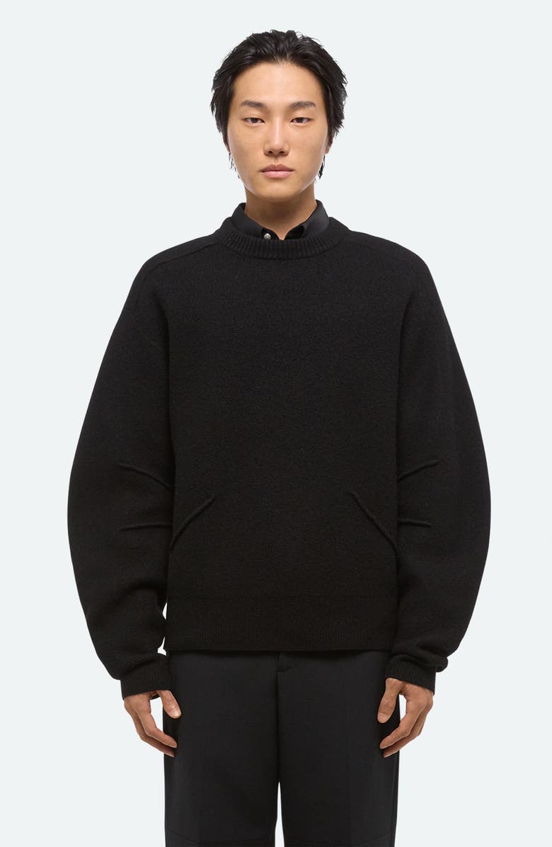 Helmut Lang Boiled Merino Wool Crewneck Sweater, Alternate, color, Black - 001