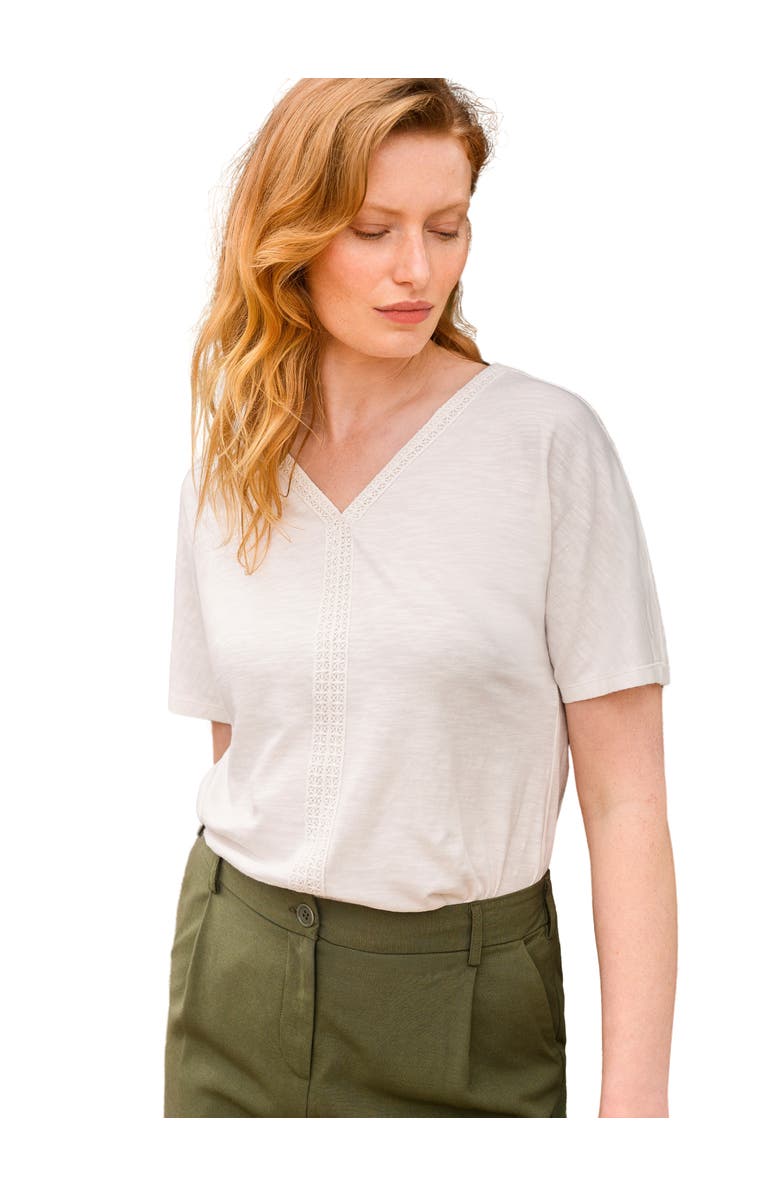 Celtic 
Co. Slub Jersey V-Neck Trim Top, Main, color, Chalk