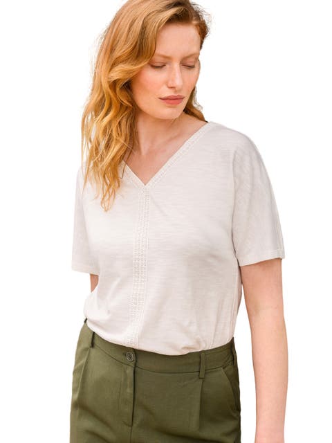 Slub Jersey V-Neck Trim Top
