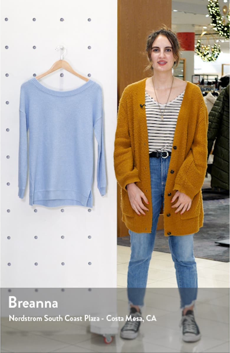 Lattice V-Back Waffle Weave Sweater, sales video thumbnail