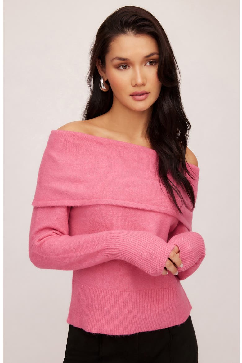 Monique Off the Shoulder Sweater, Alternate, color, PINK