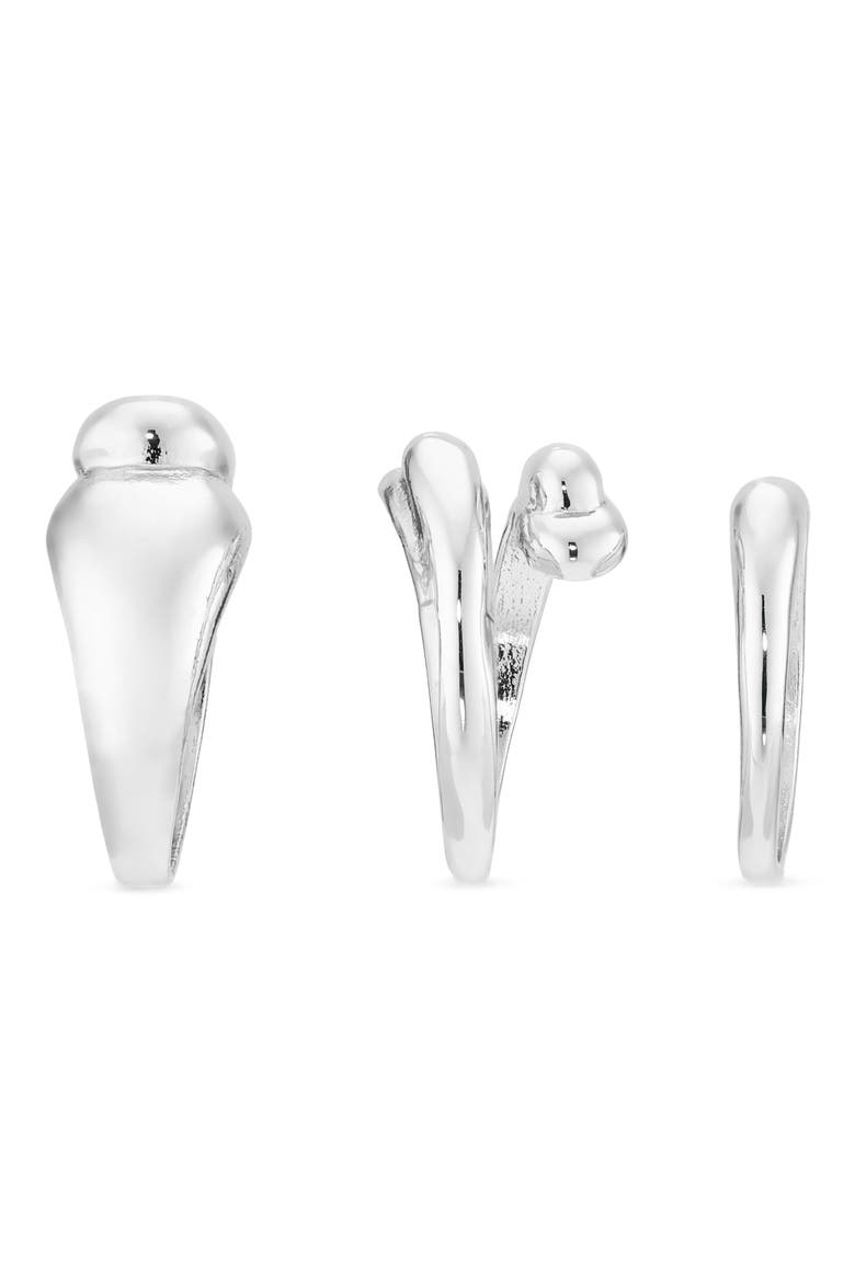 Set of 3 Bypass Wrap Rings, Alternate, color, SILVER