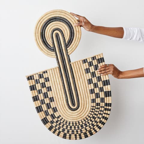 Maravi Patterned Black & Natural Woven Wall Art