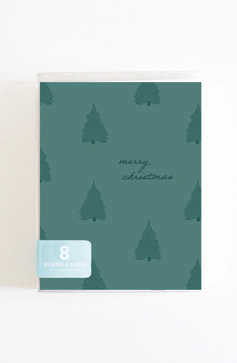 Joy Paper Co. Christmas Trees Boxed Set of 8 Greeting Cards, Alternate, color, Green Trees