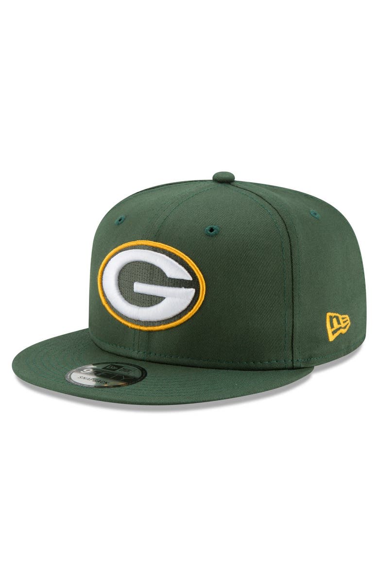 New Era Men's New Era Green Green Bay Packers Basic 9FIFTY Adjustable Snapback Hat, Main, color, Green