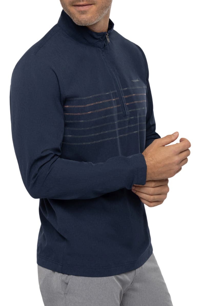 TravisMathew Some Beach Stretch Half Zip Pullover, Alternate, color, Dress Blues
