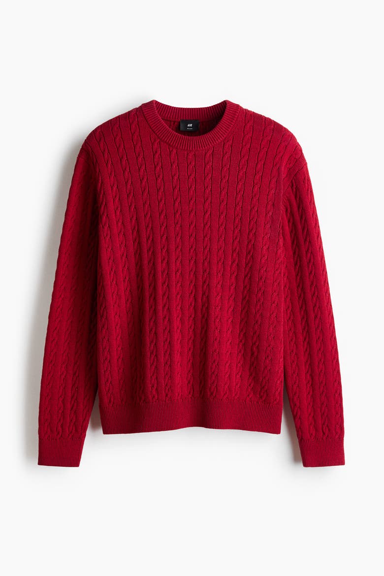Regular Fit Cable-knit Jumper, Alternate, color, Red