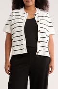 T Tahari Short Sleeve Button Front Cardigan