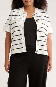 T Tahari Short Sleeve Button Front Cardigan