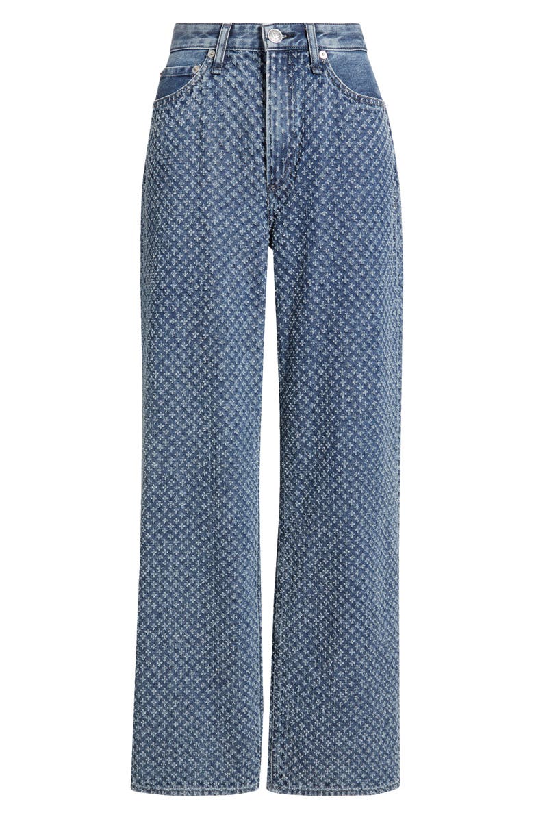 rag & bone Logan Textured Wide Leg Jeans, Alternate, color, Blue Textured Denim