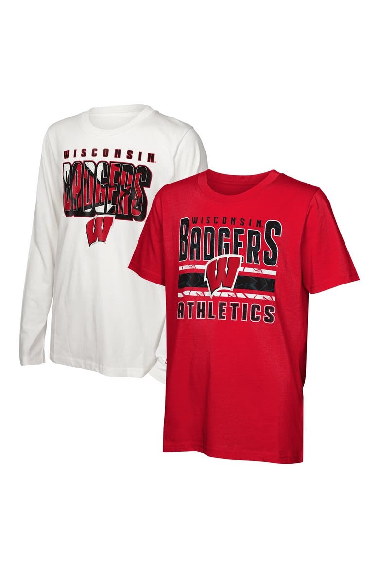 Youth Wisconsin Badgers In the Mix T-Shirt Combo Set, Alternate, color, Red