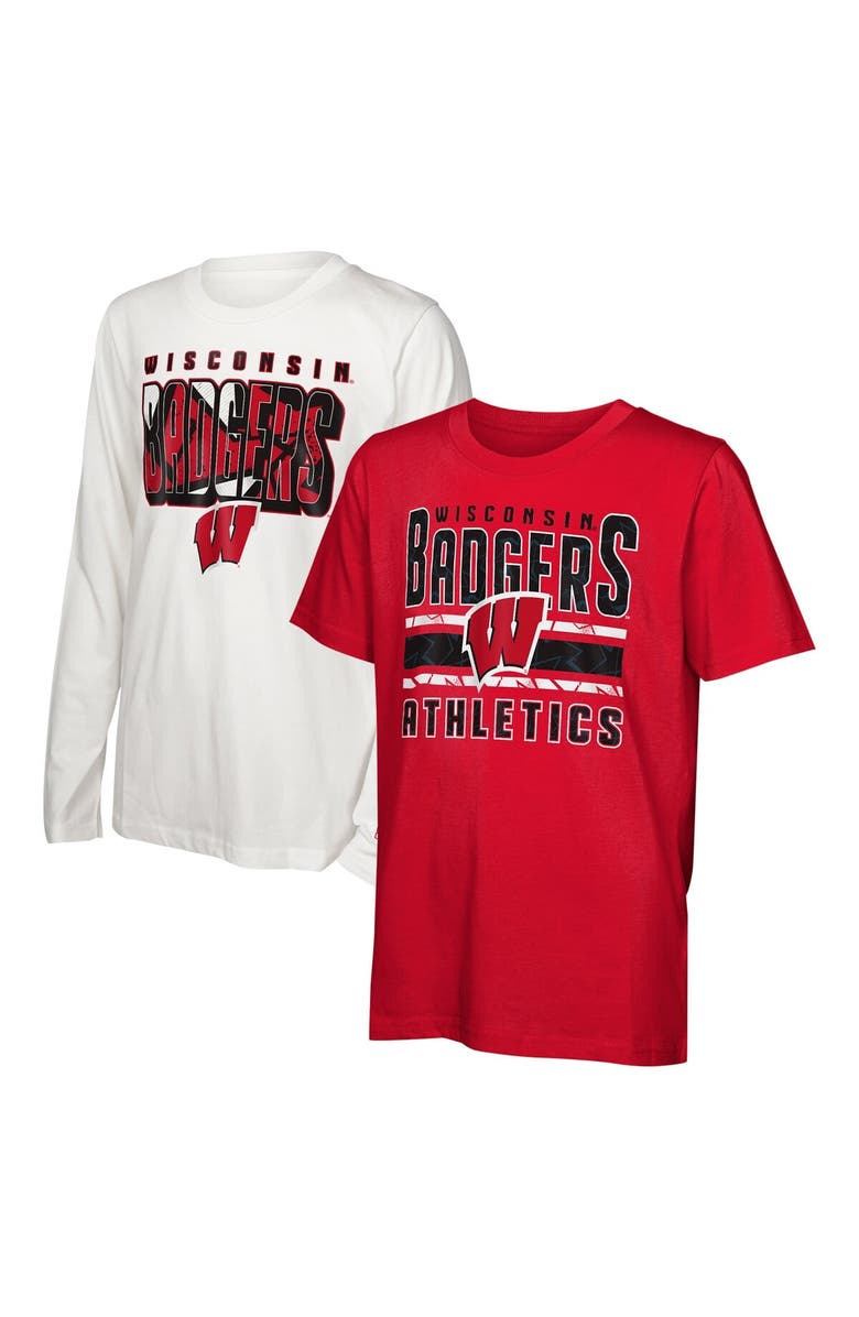 Outerstuff Youth Wisconsin Badgers In the Mix T-Shirt Combo Set, Alternate, color, Red