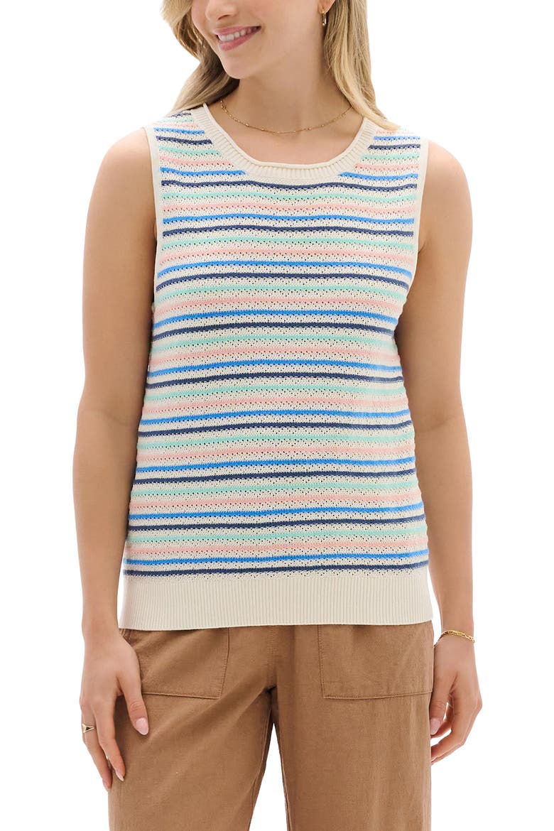 Kate Stripe Cotton Sweater Vest, Main, color, NATURAL