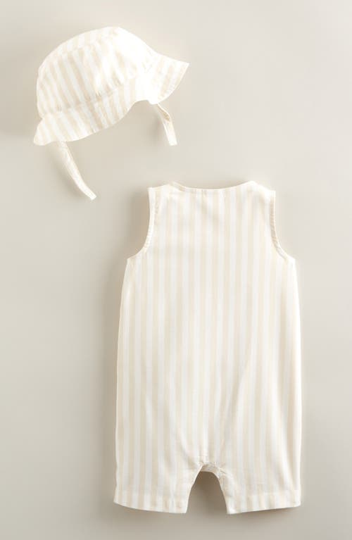 Nordstrom Print Cotton Henley Romper & Hat Set