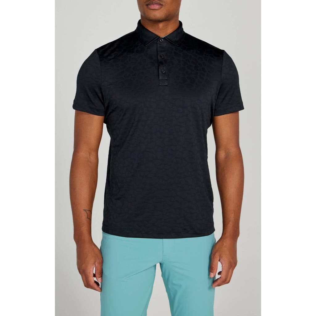 Redvanly Sanborn Splash Pattern Performance Golf Polo In Tuxedo