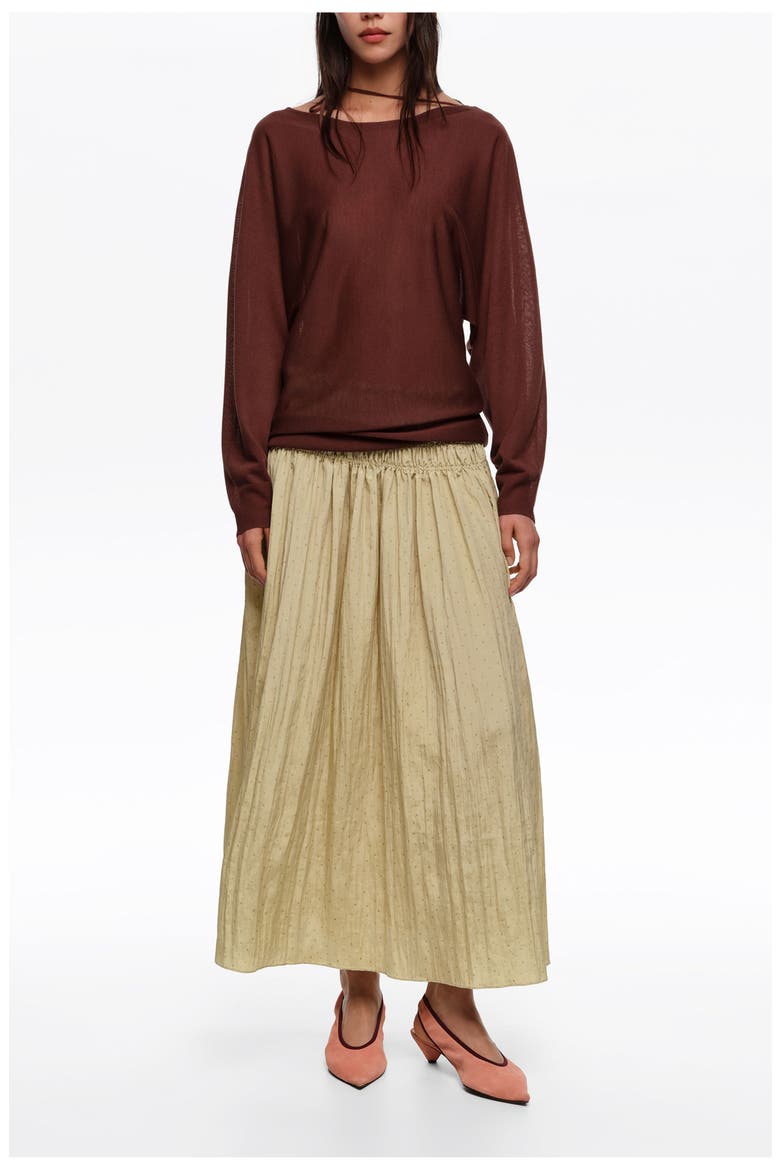 Mini Dots Ruched Flare Skirt, Main, color, DOTS MINI OLIVE