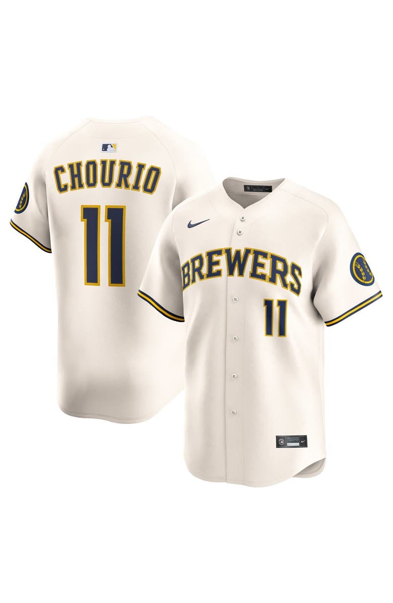 Nike Men's Nike Jackson Chourio Cream Milwaukee Brewers Home Limited Jersey, Alternate, color, Cream