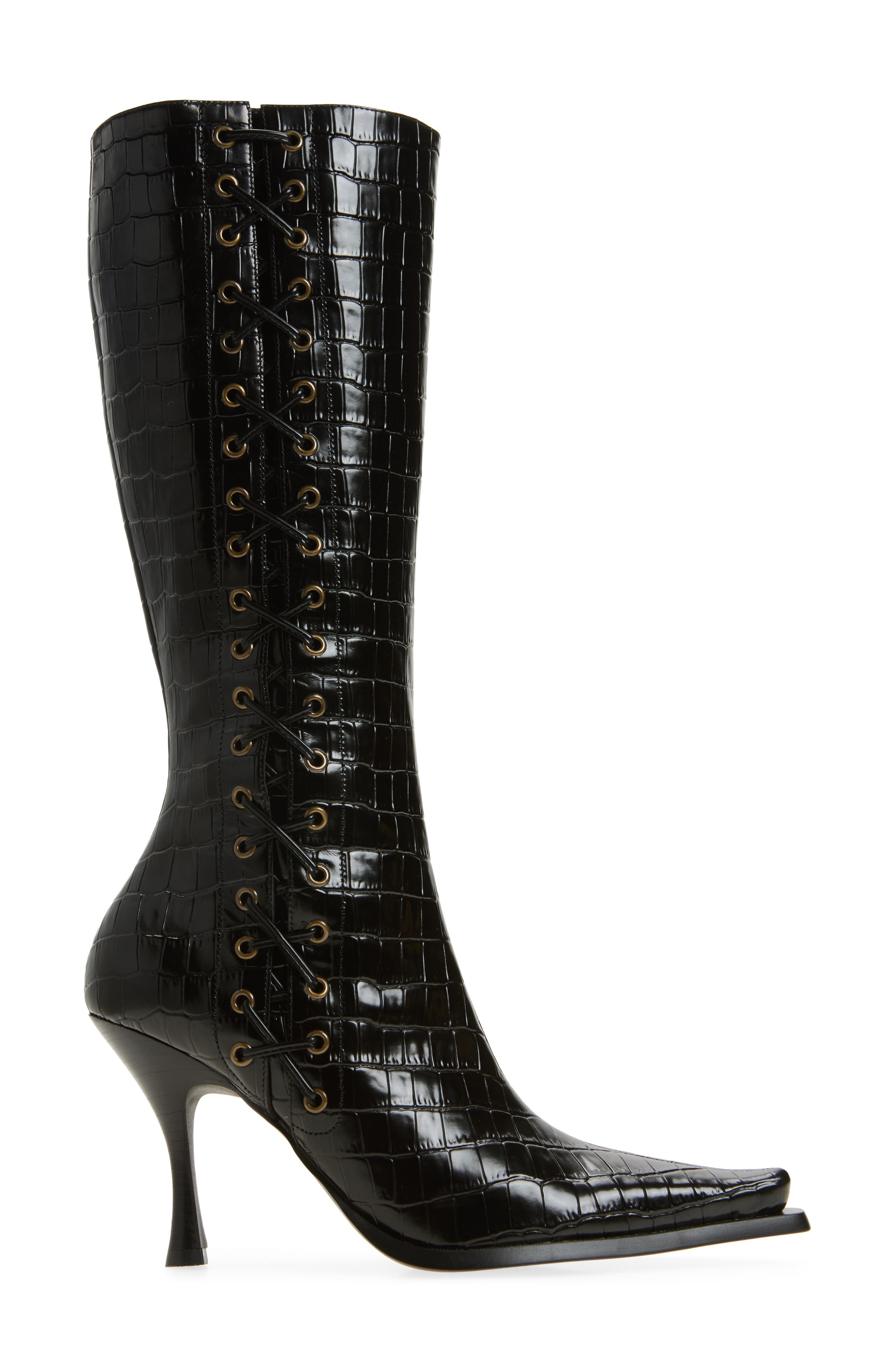 Jeffrey Campbell Stunna Boot, Alternate, color, Black Croco