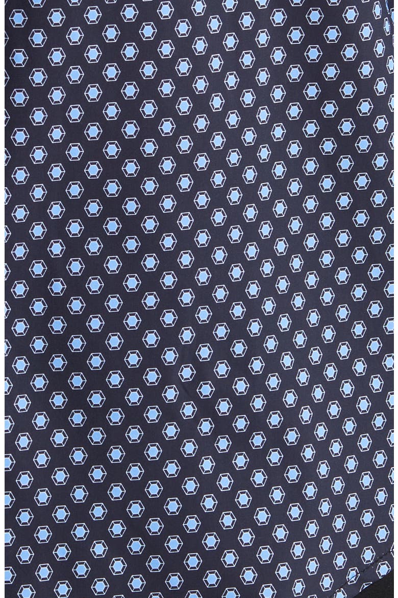 Liam Regular Fit Geometric Medallion Print Stretch Button-Up Shirt, Alternate, color, NVY