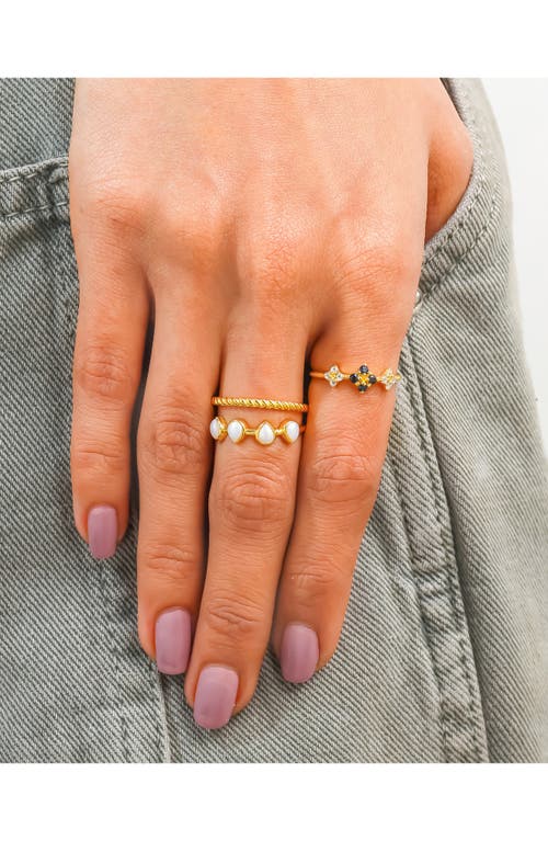 Ys Gems Set Of 3 Cultured Pearl, Black Spinel & White Topaz Rings In White