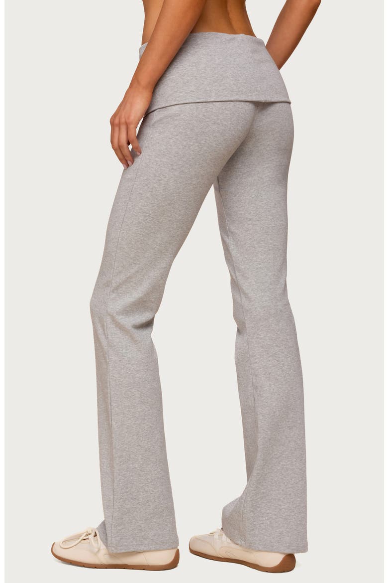 Ivanne Foldover Stretch Cotton Flare Pants, Alternate, color, DARK-GRAY-MELANGE