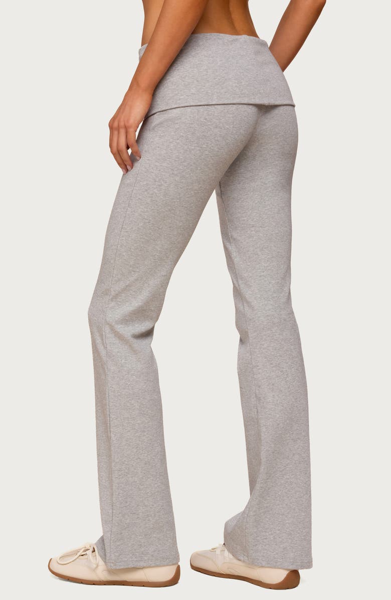 EDIKTED Ivanne Foldover Stretch Cotton Flare Pants, Alternate, color, Dark-Gray-Melange