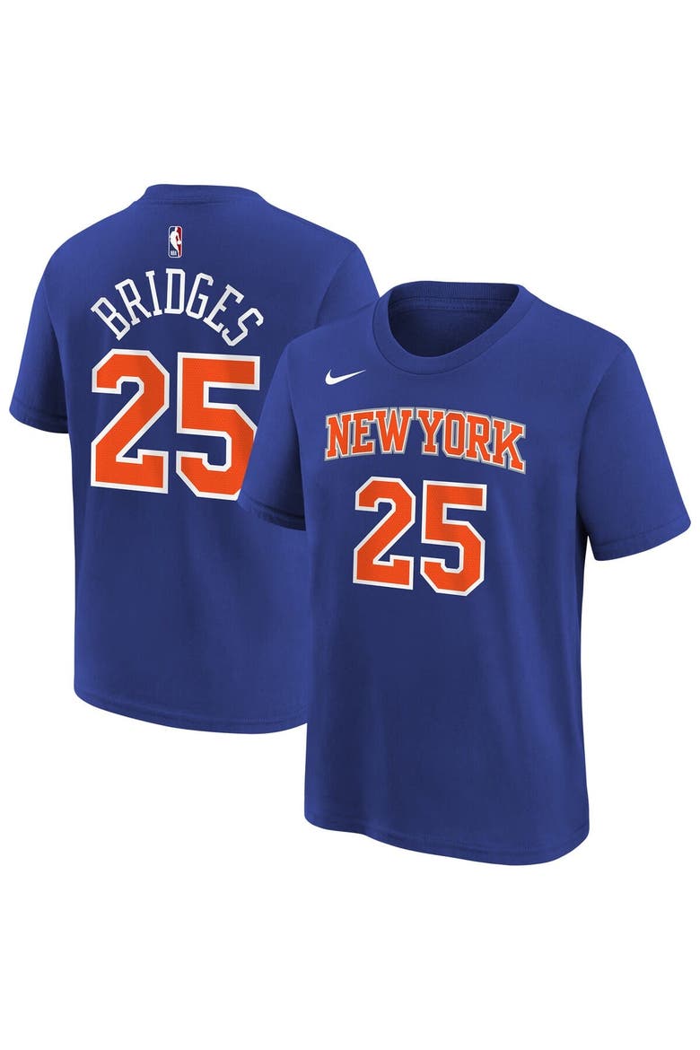 Youth Nike Mikal Bridges Blue New York Knicks Icon Name & Number T-Shirt, Main, color, Blue