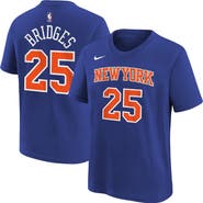 Nike Youth Nike Mikal Bridges Blue New York Knicks Icon Name & Number T-Shirt