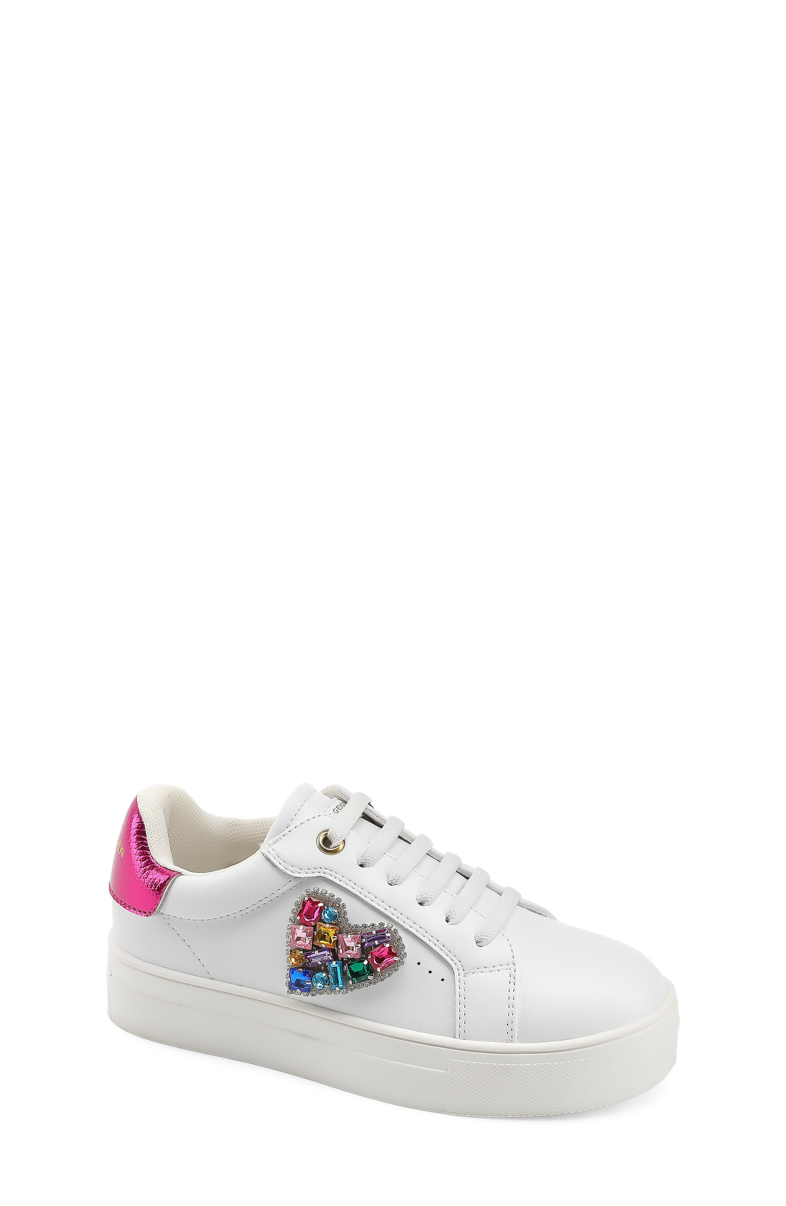 Kurt Geiger London Kids' Mini Laney Love Heart Sneaker, Main, color, White