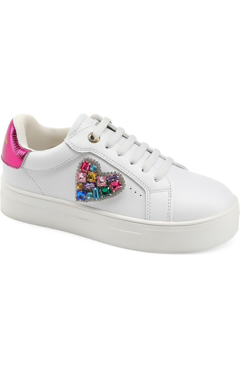 Kurt Geiger London Kids' Mini Laney Love Heart Sneaker, Main, color, White