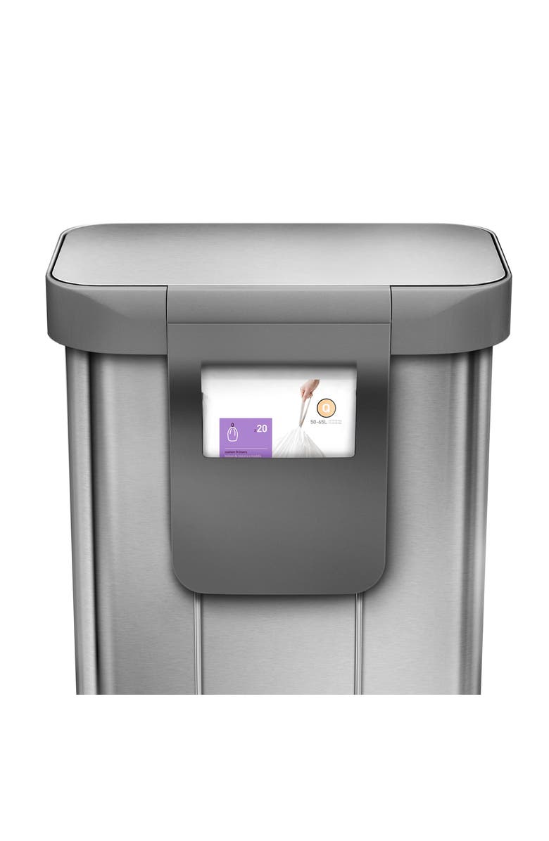 simplehuman 55L rectangular step can with liner pocket, Alternate, color, Brushed