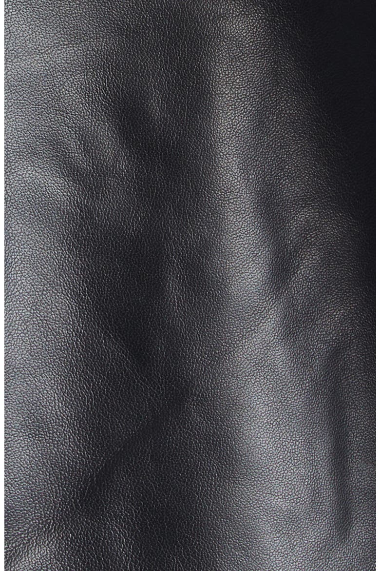 Button Detail Leather Jacket, Alternate, color, BLACK