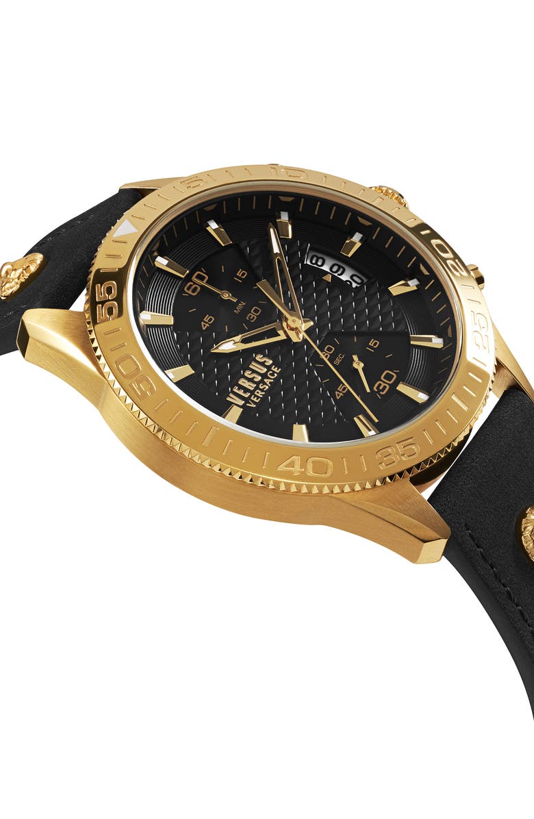 VERSUS Versace Griffith Chronograph Leather Strap Watch, 46mm, Alternate, color, 