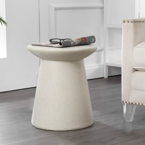 Jonathan Y Hollie 18" Minimalist Modern Drum Indoor/outdoor Accent Table Pedestal In Cream Terrazzo
