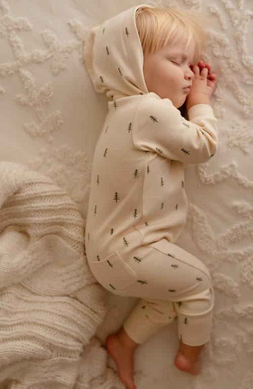 L'ovedbaby Print Organic Cotton Hooded Romper In Neutral