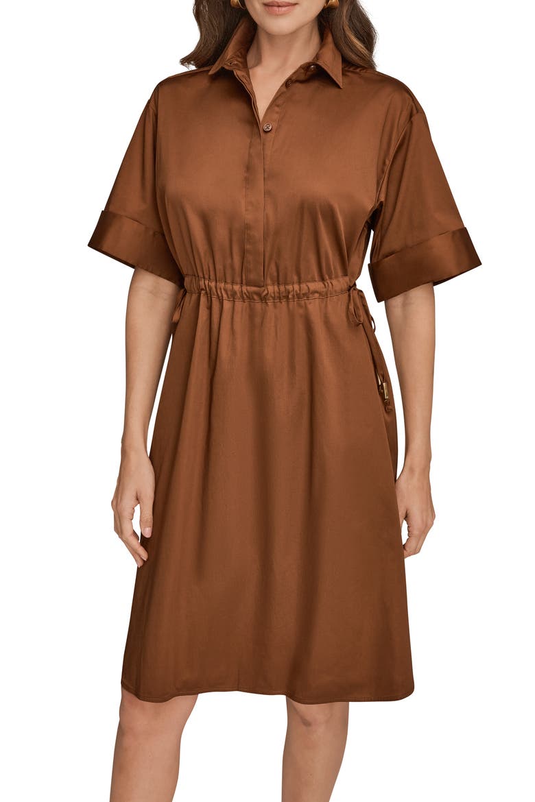 Short Sleeve Shirtdress, Alternate, color, COGNAC
