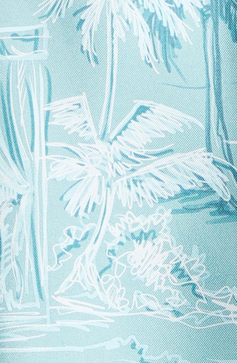 AMIRI Chateau Sketch Silk Camp Shirt, Alternate, color, Ceramic Teal