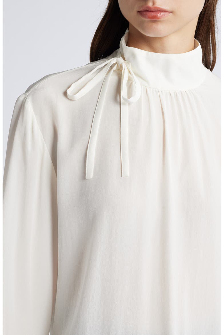 High Collar Silk Chiffon Shirt, Alternate, color, WHITE DUSTY LIGHT