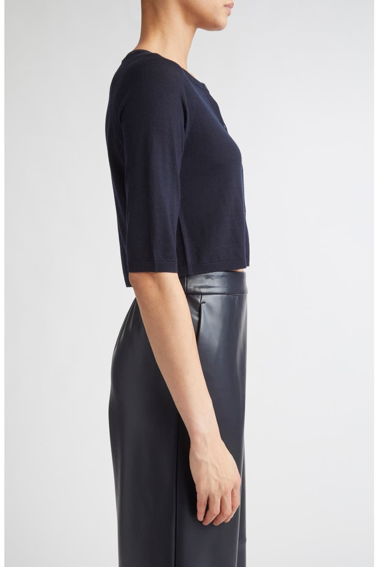Virgin Wool Crop Cardigan, Alternate, color, NAVY
