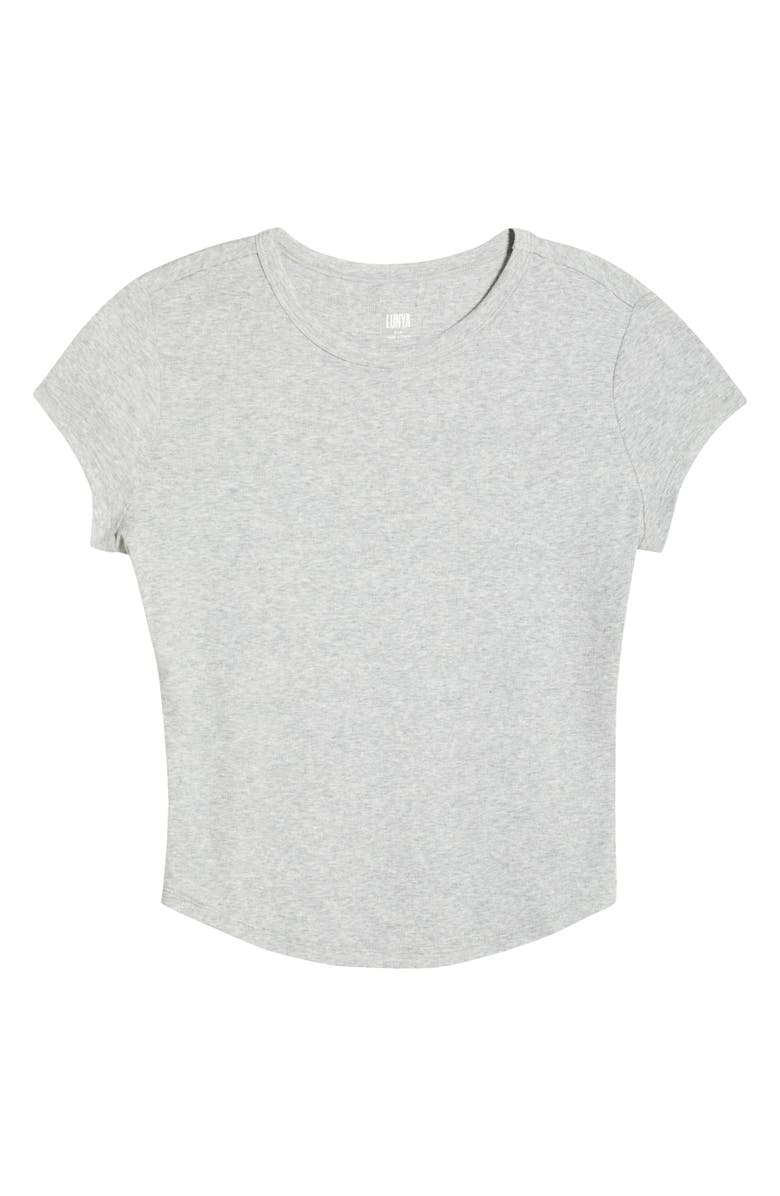 Lunya Soft Modal Rib Curved Hem Tee, Alternate, color, Napping Dove Heather