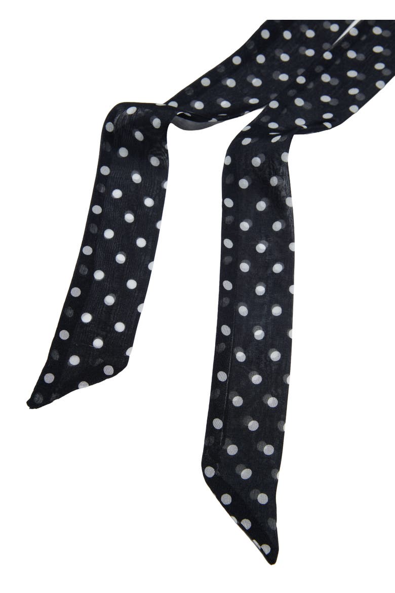 Le Petit Dot Silk Hair Ribbon Scarf, Alternate, color, Midnight Caviar