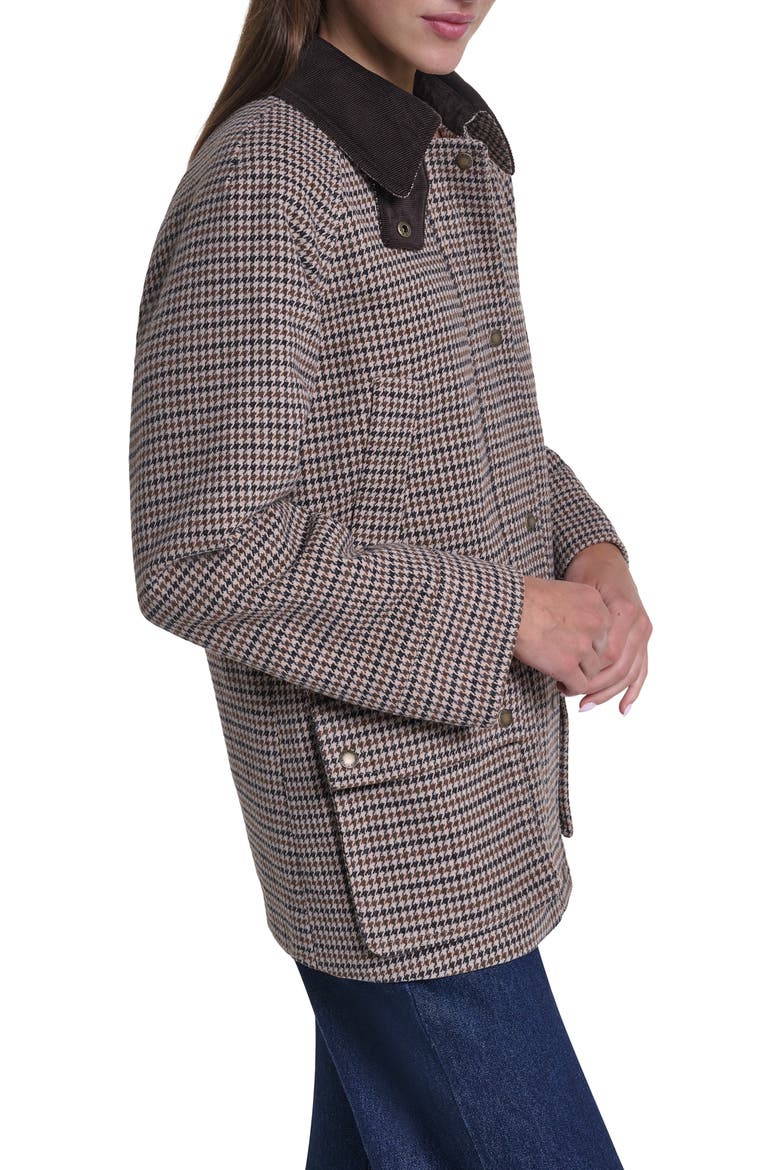 Plaid Wool Blend Barn Coat, Alternate, color, BROWN COMBO HOUNDSTOOTH
