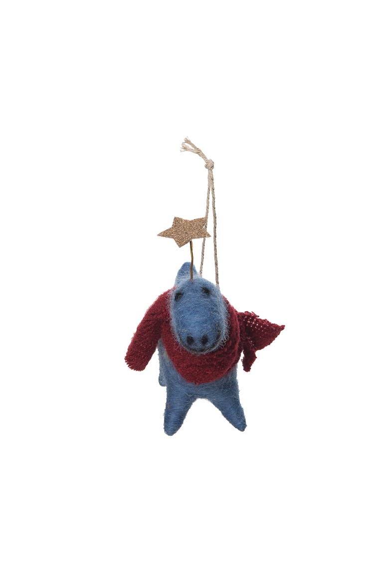 Blue Dinosaur With Scarf Ornament, Alternate, color, Blue