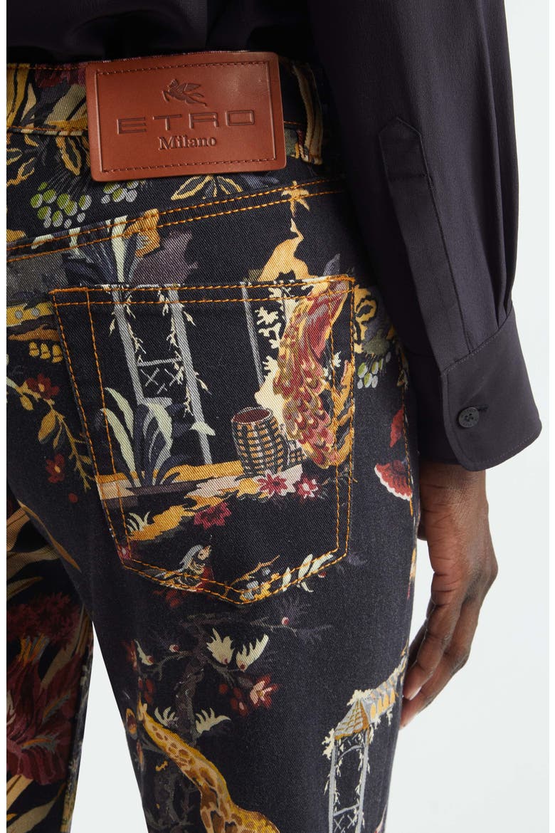 Floral Stretch Jeans, Alternate, color, BLACK
