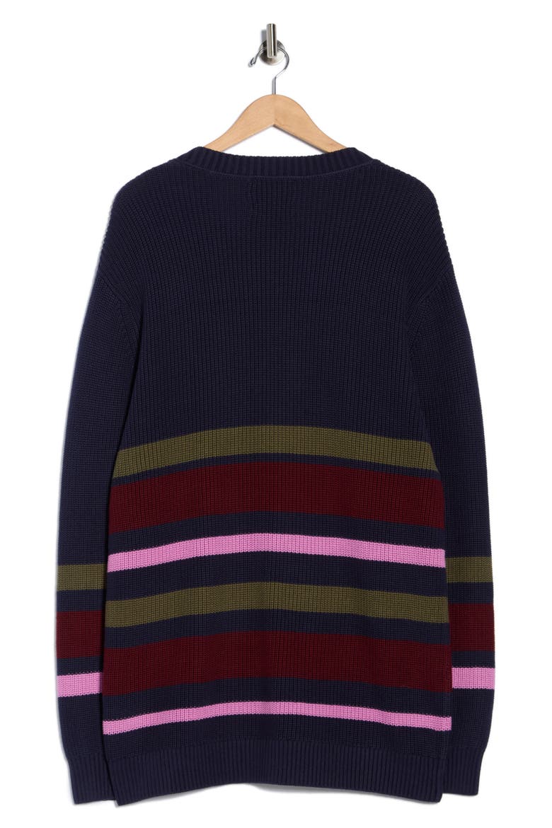 Striped Regular Fit V-Neck Sweater, Alternate, color, DARK GREEN