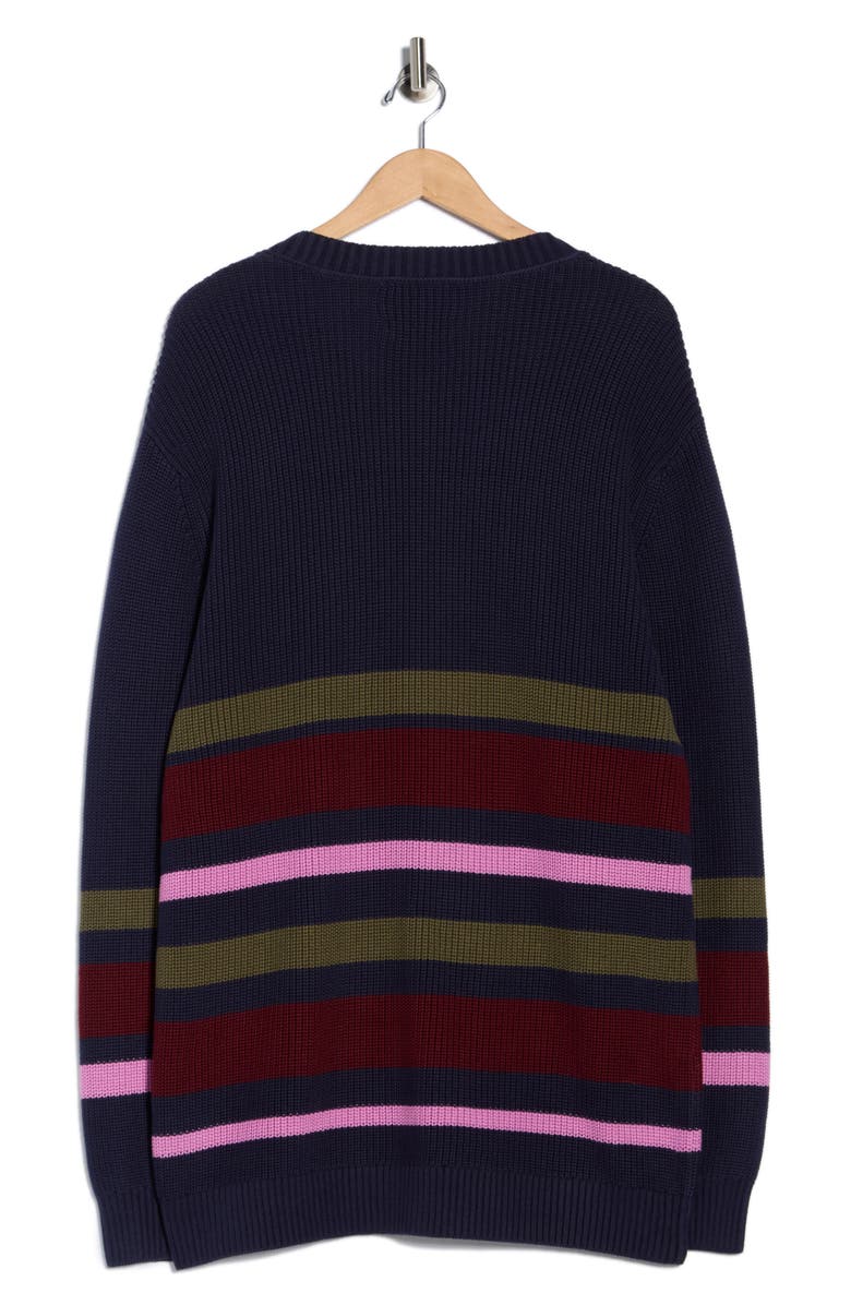 Scotch & Soda Striped Regular Fit V-Neck Sweater, Alternate, color, Dark Green